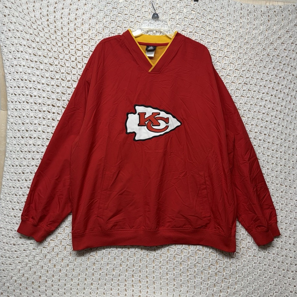 Kansas City Chiefs Pullover Jacket Mens 2XL Red NFL Football V Neck Stitched